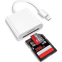 Lightning to SD Card Reader for iPhone, Apple MFi Certified 2 in 1 Dual Slot Micro SD/TF Memory Card Reader Adapter, Trail Game Camera SD Card Viewer, Quickly Transfer Photos Videos Plug and Play