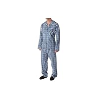 Hanes Men's Tall Man Classics Broadcloth Woven Pajama Set 4016T 4XLT New Blue Plaid