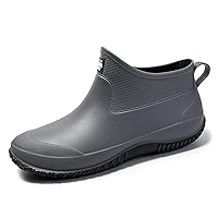 Men's Work Boots Short Rain Boots Ankle Height Rubber Garden Boots Insulated Waterproof Rain Shoes for Outdoor Work