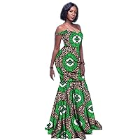 African Dresses for Women,Wax Ankara Print Clothes,Sexy Mermaid Long Dresses Clothing,Casual Dashiki Party Wear