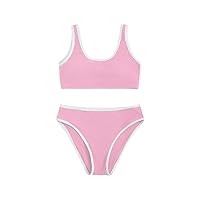 SOLY HUX Girl's Ribbed Knit Contrast Binding Bikini Bathing Suit 2 Piece Swimsuits