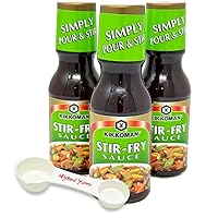 Wyked Yummy Stir-Fry Sauce Bundle with (3) 12.1-ounce Bottles of Kikkoman Stir Fry Sauce and (1) One 4-in-1 Plastic Measuring Spoon