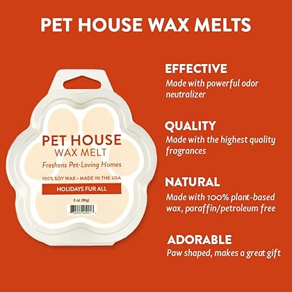 One Fur All Pet House Wax Melts - Holidays Fur All Pack of 2 - Pet Odor Eliminating Wax Melts - Long-Lasting Scented Wax Melts - Pet-friendly Wax Melts - Natural Wax Melts