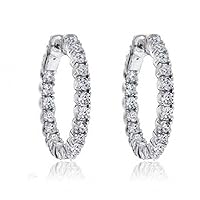 1.50 ct Ladies Round Cut Diamond Hoop Huggie Earrings