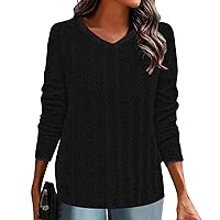 Women's Basic Long Sleeve Shirt Casual Solid Color V-Neck Three Button Sleeved T Shirt Top Plus Size, S-2XL