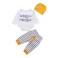 Infant Newborn Baby Girls Clothes Fall/Winter Outfits Long Sleeve Letter Printed Romper Pants Headband Set