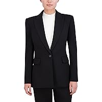 BCBGMAXAZRIA Women's V Neck Long Sleeve Straight Fit Blazer with Front Button Closure