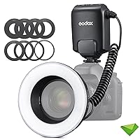 Godox ML-150II ML150II Macro LED Ring Flash Speedlite GN12 0.1-2s Recycle Time 5800K±200K for Sony Canon Nikon Fuji Olympus Panasonic DSLR Cameras for Video Production, Animal and Plant Photography