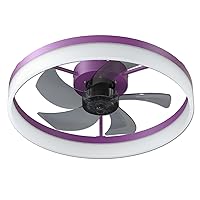 Ceiling Fan with Remote Control Memory Functions 21dB Low Noise 6 Adjustable Speeds Dimmable Led Ceiling Fan for Hallways Balconies Patios Purple