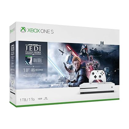 Xbox One S 1TB Star Wars Jedi Console Bundle - Digital download of Star Wars Jedi game - White Controller & Xbox One S Console - 8GB RAM 1TB HDD - Custom AMD Octa-core CPU - 4K Blu-ray & Strea