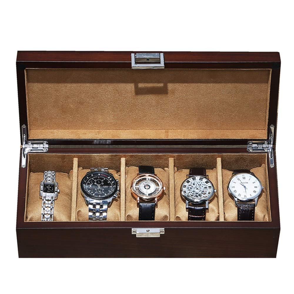 TYXL 5-Slot Watch Box European Watch Storage Box Wooden Watch and Jewelry Display Men and Women Wooden Watch Box Vintage Jewelry Storage Box