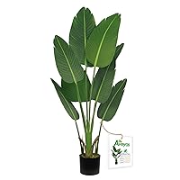 Aveyas 4ft Artificial Bird of Paradise Tree for Home Decor, 4 Feet Faux Floor Plant Fake Silk Banana Leaf Tropical Trees with Pot for Indoor Outdoor House Living Room (4 ft Tall)