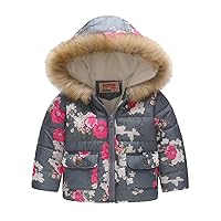 Girls Walls Coat Kids Coat Winter Baby Jacket Girls Hooded Prints Toddler Outwear Zipper Windproof Warm Coat for Kids