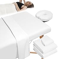 Massage Table Sheets Set 3Pcs/Set Massage Table Cover Soft Massage Bed Cover Reusable Facial Bed Cover Includes Fitted Sheet ＆ Face Cover for SPA Beauty Tattoos White S