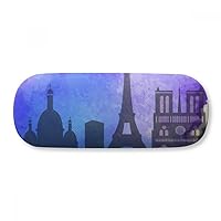 France Paris Eiffel Tower Blue Watercolor Glasses Case Eyeglasses Hard Shell Storage Spectacle Box