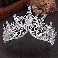 hair jewelry crown tiaras for women Silver Color Crystal Crowns Bride Tiara For Wedding Crown Headpiece Wedding Hair Jewelry Accessories (Metal color : Silver 24)