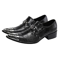 Santimon Men's Dress Shoes Suede Leather Buckle Black Metal Tip Single Strap Wedding Formal Loafers