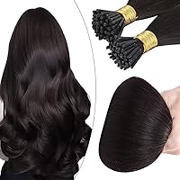 I Tip Hair Extensions Human Hair Natural Black Straight Brazilian Remy Stick Tip Hair Extensions 1 Grams/Pcs 100 Strands/Package Pre Bonded I Tip Human Hair Extensions for Thinning Hair 30 Inch