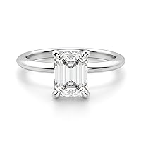 Riya Gems 2.20 CT Emerald Moissanite Engagement Ring 10K 14K 18K Solid Gold Moissanite Diamond Ring 925 Sterling Silver Solitaire Engagement Ring Wedding Ring
