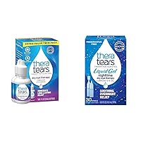 Dry Eye Therapy Lubricating Eye Drops for Dry Eyes, 1 fl oz Bottle Twin Pack, (2 x 30mL Bottles) & Liquid Gel Nighttime Lubricating Eye Drops for Dry Eyes, Single-Use Vials, 30 Count