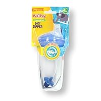 Nuby Tritan No-Spill 10 oz Trainer Cup with Silicone Spout, 360 Weighted Straw & Hygienic Cover, Blue