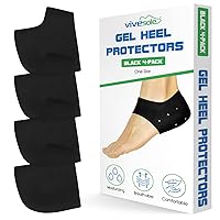 Silicone Heel Protectors (2 Pairs) - Gel Guard for Women and Men - Moisturizing Relief for Blister, Cracked Foot, Plantar Fasciitis, Spurs - Soft Cushion Support - Protective Insert Sleeve