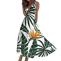 A Line Dress Womens V Neck 2024 Sleeveless Summer Maxi Dress Women's Streetwear Outdoor Trendy Fashion Long Dress