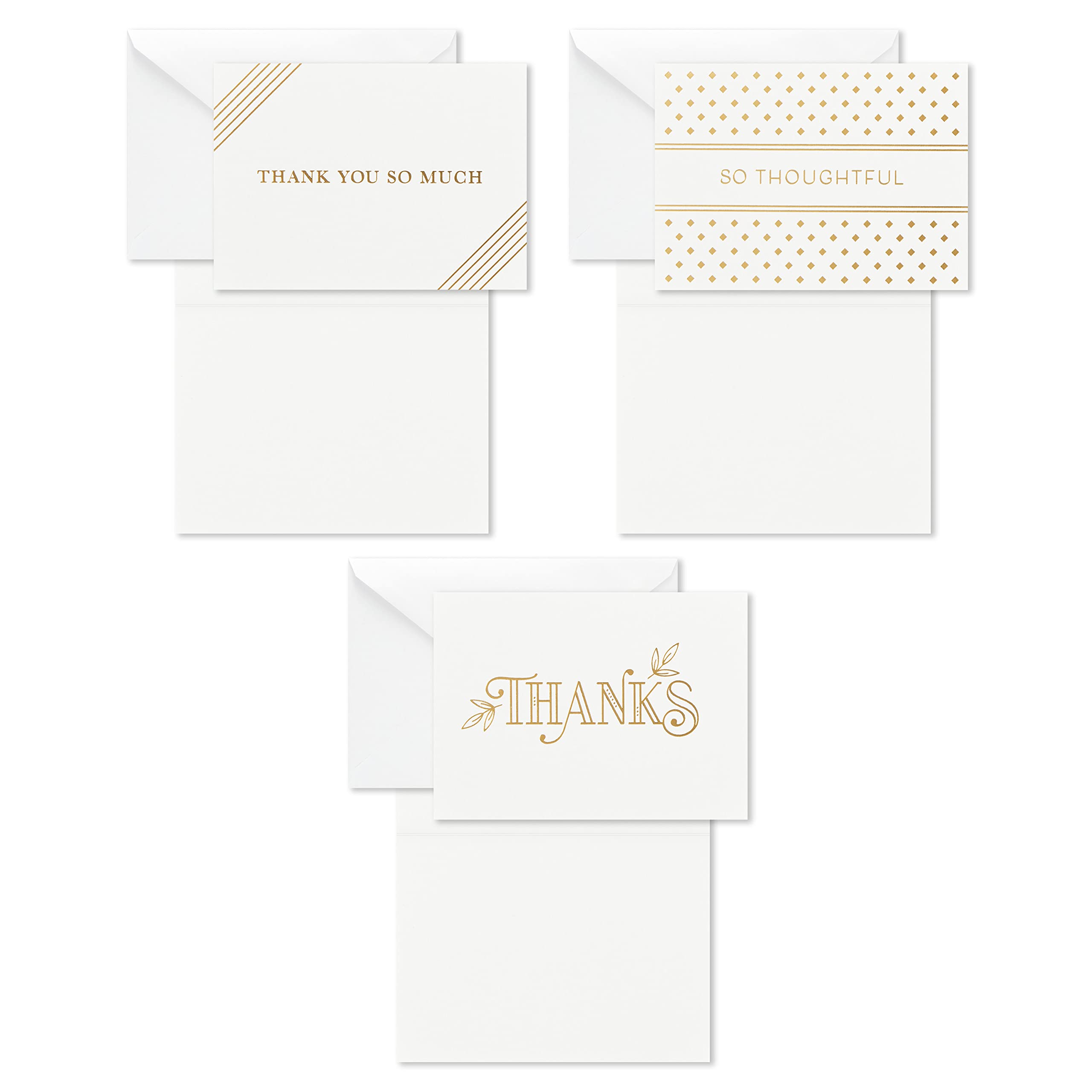 Hallmark Thank You Cards Assortment, Gold Foil (120 Thank You Notes with Envelopes for Wedding, Bridal Shower, Baby Shower, Business, Graduation), White