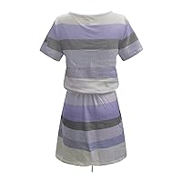 Women's V-Neck Trendy Glamorous Casual Loose-Fitting Summer Print Short Sleeve Knee Length Flowy Beach Dress Swing