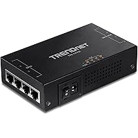 TRENDnet 65W 4-Port Gigabit PoE+ Injector, TPE-147GI, 4 x Gigabit Ports(Data in), 4 x gigabit PoE Ports(Data + PoE Out), Multi-Port PoE+ Injector up to 100m(328 ft.), Add PoE+ Power to Non-PoE Switch
