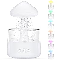 Rain Cloud Humidifier Water Drip, Essential Oil Diffuser for Home Bedroom Aroma, Mushroom Humidifier With Calming Rain Sounds to Help Sleeping & Stress, With Night Light & Waterfall Lamp