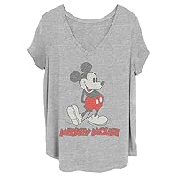 Disney Women's Classic Vintage Mickey Junior's Plus Short Sleeve Tee Shirt