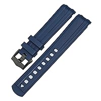19mm 20mm 21mm Curved End Fluorous Rubber Watch Band Fit for Omega Speedmaster Moon Watch for Seamaster 300 AT150 Soft Bracelet (Color : 26mm, Size : 20mm)