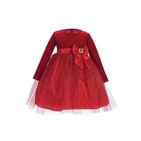 Christmas Dresses for Baby Girls Velvet Dress - Long Sleeve Childrens Holiday Dresses - Toddler Girl Outfits