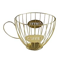Qiangcui Coffee Capsule Storage Basket, Universal Multipurpose Coffee Pod Storage Basket, Countertop Kitchen Storage Holder for Home Cafe Hotel Storage,Gold (Color : Gold)