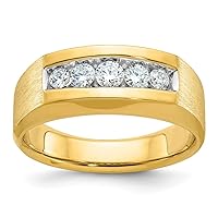 14k Gold Mens Polished and Satin 5 stone 1/2 Carat Diamond Ring Size 10.00 Jewelry Gifts for Men