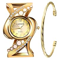 Gosasa Women's Watch Stunning Design Metal Band Small and Medium Size Cuff Bangle Dress Watch 6 Inches Gifts Set with Bracelet