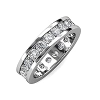 Round Lab Grown Diamond Channel Set Women Eternity Ring Stackable 2.55 ctw-3.00 ctw 14K White Gold-7.0
