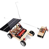 Wooden Solar Car Model Kit to Build for Youth Age School Educational Science Experience Kit | Wireless Remote Control Electric Motor Building Toy | Hybrid Powered