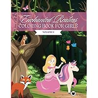 Mermaid, Princess, Unicorn & Fairy Coloring Book for Girls: Enchanted Realms | VOLUME I