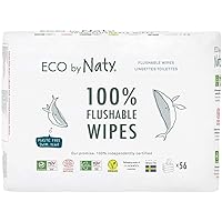Flushable Baby Wipes - Compostable and Plant-Based Wipes, Chemical-Free and Hypoallergenic Baby Wipes Safe for Baby Sensitive Skin, 56 Wipes Per Pack (3 Pk)