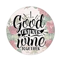50 Pcs Good Friends Wine Together Vinyl Stickers French Sticker Graphic Farm Brown Barrel Waterproof Round Labels Vinyl Stickers for Water Bottle Laptop Phone Scrapbook 3inch