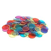 Hygloss Products 59151 Colored Bingo Chips - Plastic Color Bingo Supplies Discs for Counting, Game Tokens, Markers - Translucent, 7/8