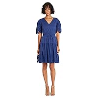 Maggy London V-Neck Scallop Edge Tiered Hem and Sleeves Wedding Guest Dresses for Women