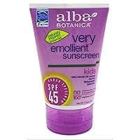 Alba Botanica Very Emollient, Kids Sunscreen SPF 45 4 oz (Pack of 10)