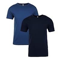 Next Level Mens Premium Fitted Short-Sleeve Crew T-Shirt - Midnight Navy + Cool Blue (2 Pack) - X-Small
