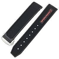 Rubber Watchband for Omega Speedmaster 20mm 22mm Watch Strap Stainless Steel Deployment Buckle (Color : RED, Size : 22mm)