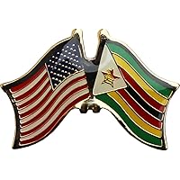 AES Wholesale Pack of 50 USA American & Zimbabwe Country Flag Bike Hat Cap Lapel Pin