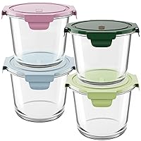 8 PCS Glass Meal Prep Containers with Lids, Airtight 3 Cup Glass Storage Containers Set, Heat-Resistant BPA-Free Glass Containers for Soup Leftover, Microwave, Dishwasher, and Freezer Safe