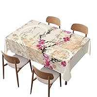 Cherry Blossom tablecloth,60x104 inch,Waterproof Stain Wrinkle Resistant Reusable Print table cover,for Family Kitchen Gatherings dining Dinner Decor-Rectangle Table Clothes for 6 Ft Tables,Multicolor